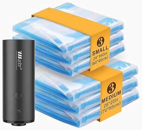 VMSTR Travel Vacuum Storage Bags With Electric Pump, Medium Small Space Saver Bags For Travel, Packing Clothes And Clothing For Luggage 9 VMSTR Travel Vacuum Storage Bags With Electric Pump, Medium Small Space Saver Bags For Travel, Packing Clothes And Clothing For Luggage - Image 9