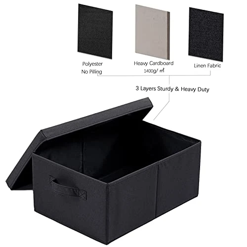 HOONEX Storage Bins With Lids For Organizing, Pack Of 2, Storage Boxes With 2 Carrying Handles And Study Heavy Cardboard, 16.5" L X 11.8" W X 7.5" H For Toy, Shoes, Books, Clothes, Nursery, Black 5 HOONEX Storage Bins With Lids For Organizing, Pack Of 2, Storage Boxes With 2 Carrying Handles And Study Heavy Cardboard, 16.5" L X 11.8" W X 7.5" H For Toy, Shoes, Books, Clothes, Nursery, Black - Image 5