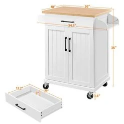 Yaheetech Kitchen Cart With Spice Rack Towel Holder, Kitchen Island With Drawer For Dining Room Kitchen Living Room, White -Songmics Furniture Shop 41CyZqFUNaL