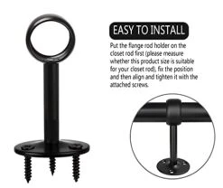 GENERIC Jimmus 8Pcs 1-1/4Inch Curtain Rod Ceiling-Mount Bracket, Curtain Rod Bracket Flange Closet Rod Holder Heavy Duty Stainless Steel Curtain Closet Rod Holder, Closet Pole End Supports Socket, Black -Songmics Furniture Shop 41Cz0HGbR3L