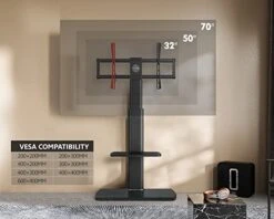 FITUEYES Floor TV Stand Tall Corner TV Stands For Most TVs Up To 70 Inch Swivel TV Mount Stand With Height Adjustable Shelf Upgrade Sturdy Wood Base -Songmics Furniture Shop 41D0O9203ML