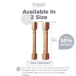 35 1/2-inch H 5-inch W 5-inch D Cabinet Columns, Btowin 2Pcs Unfinished Tapered Rubberwood Replacement Island Legs For Large Dining Table & Kitchen Table -Songmics Furniture Shop 41D0wiWXpEL