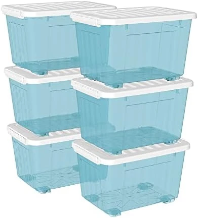 Cetomo 55L*3 Plastic Storage Box,Clear Blue, Tote Box, Organizing Container With Durable Lid And Secure Latching Buckles, Stackable And Nestable, 3Pack, With Buckle 15 Cetomo 55L*3 Plastic Storage Box,Clear Blue, Tote Box, Organizing Container With Durable Lid And Secure Latching Buckles, Stackable And Nestable, 3Pack, With Buckle - Image 15