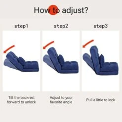 Urnodel Indoor Chaise Lounge Sofa, Floor Chair With Back Support For Adults, 14 Angle Adjustment Recliner Chair, Folding Floor Lounger With Pillow 8823(Blue) -Songmics Furniture Shop 41D3XuQUTdL