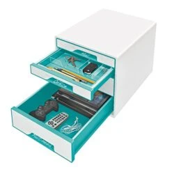 Leitz WOW Cube Storage Box With Drawers 4 Schubladen Metallic Ice Blue -Songmics Furniture Shop 41D45lodudL
