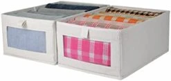 BDZBREN 4Pack Linen Storage Bins，Storage Containers For Organizing Clothing, Jeans, Toys, Shelves, Closet, Wardrobe - Closet Organizers And Storage，Foldable Large Storage Boxes Baskets With Window -Songmics Furniture Shop 41D4aEtJg7L. AC