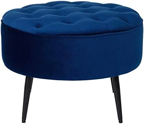 BIRDROCK HOME Tufted Round Grey Ottoman – Velvet Foot Stool – Mid Century Modern Steel Legs - Soft Compact Padded Stool - Living Room Or Bedroom – Vanity Chair - Decorative Furniture 8 BIRDROCK HOME Tufted Round Grey Ottoman – Velvet Foot Stool – Mid Century Modern Steel Legs - Soft Compact Padded Stool - Living Room Or Bedroom – Vanity Chair - Decorative Furniture - Image 8