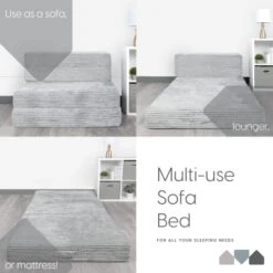 Milliard Tri Folding Sofa Mattress, 2022 Edition, Memory Foam Foldable Mattress With Ultra Soft & Washable Ribbed Fur Cover, Twin Size (75" X 38" X 6") -Songmics Furniture Shop 41D77rtBi8L