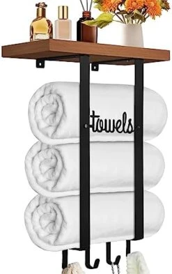 Towel Rack With Metal Shelf For Bathroom Wall Mounted Towel Holder With Hooks Towel Hanger Towel Storage Wall Decor For Bedroom, Living Room, Kitchen (8 Hooks, Black) -Songmics Furniture Shop 41DF4eAbuOL. AC
