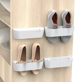 Yocice Wall Mounted Shoes Rack 4Pack With Sticky Hanging Strips, Plastic Shoes Holder Storage Organizer,Door Shoe Hangers (SM03-Black-4) -Songmics Furniture Shop 41DFm6GmuFL. AC