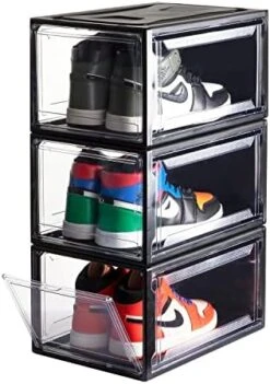 BBYB Shoe Box,Drop Front Shoe Box,Clear Plastic Stackable Storage Bins,Magnetic Transparent Door Clear Storage Bins 3pack (Large, E-Clear) -Songmics Furniture Shop 41DFrF7VaWL. AC