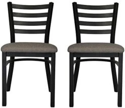 LUCKYERMORE Heavy Duty Metal Dining Room Chair Set Of 2 Upholstered Vinyl Leather Kitchen Chairs With Ergonomic Ladder Back,500lbs Weight Capacity Comfortable Cushion For Home Restaurant -Songmics Furniture Shop 41DFsqcKC0L. AC