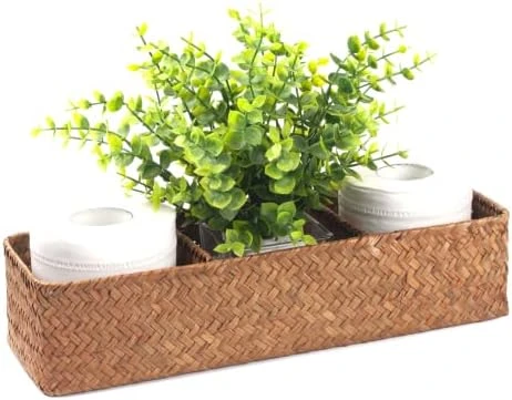 DOKOT Toilet Tank Basket,Toilet Paper Basket, Bathroom Baskets For Organizing , Toilet Basket Tank Topper,Seagrass Toilet Tank Basket With 3 Section, Woven Storage Basket For Kitchen,Toilet, Dresser 6 DOKOT Toilet Tank Basket,Toilet Paper Basket, Bathroom Baskets For Organizing , Toilet Basket Tank Topper,Seagrass Toilet Tank Basket With 3 Section, Woven Storage Basket For Kitchen,Toilet, Dresser - Image 6