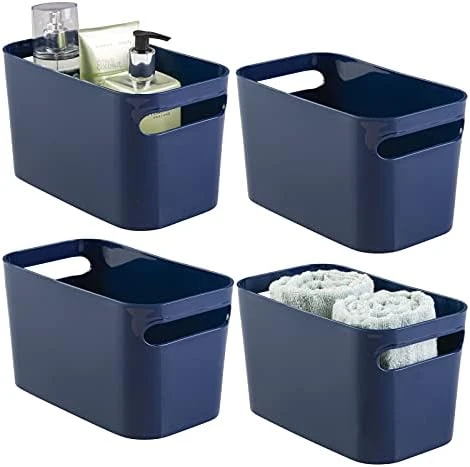MDesign Deep Plastic Bathroom Bin With Handles - Storage Organizer For Vanity Countertop - Hold Soap, Body Wash, Shampoo, Lotion, Conditioner, Hand Towels - 10" Long, Aura Collection, 4 Pack, Clear 11 MDesign Deep Plastic Bathroom Bin With Handles - Storage Organizer For Vanity Countertop - Hold Soap, Body Wash, Shampoo, Lotion, Conditioner, Hand Towels - 10" Long, Aura Collection, 4 Pack, Clear - Image 11