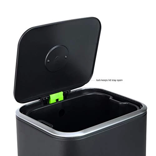 Amazon Basics Metal Rectangular Trash Can With Liner And Soft-Close Foot Pedal, 32 Liter / 8.5 Gallon, Black 5 Amazon Basics Metal Rectangular Trash Can With Liner And Soft-Close Foot Pedal, 32 Liter / 8.5 Gallon, Black - Image 5