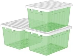 Cetomo 55L*3 Plastic Storage Box,Clear Blue, Tote Box, Organizing Container With Durable Lid And Secure Latching Buckles, Stackable And Nestable, 3Pack, With Buckle 19 Cetomo 55L*3 Plastic Storage Box,Clear Blue, Tote Box, Organizing Container With Durable Lid And Secure Latching Buckles, Stackable And Nestable, 3Pack, With Buckle -Songmics Furniture Shop 41DOSbFqKLL. AC