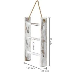 MyGift 3-Tier Wall Hanging Towel Ladder - Farmhouse Whitewashed Wood Mini Hand Towel Rack With Top Rope, Set Of 2 -Songmics Furniture Shop 41DPzxM4OcL