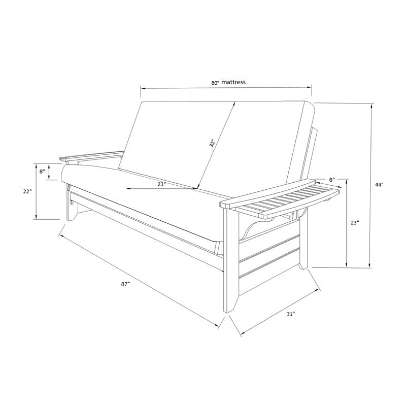 Kodiak Furniture Phoenix Queen-Size Butternut Wood Futon-Linen Charcoal Mattress 3 Kodiak Furniture Phoenix Queen-Size Butternut Wood Futon-Linen Charcoal Mattress - Image 3