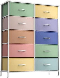 Sorbus Kids Dresser With 8 Drawers - Furniture Storage Chest Tower Unit For Bedroom, Hallway, Closet, Office Organization - Steel Frame, Wood Top, Tie-dye Fabric Bins (Pastel 2) -Songmics Furniture Shop 41DXvDilJvL. AC