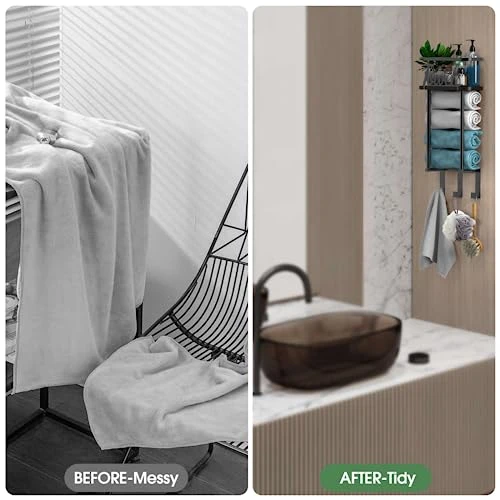 YOYONG Towel Racks For Bathroom Wall Mounted, Metal Towel Holder For Bathroom Towel Storage Wall Towel Rack Shelf For Rolled Towels Bathroom Organizer (Small) 6 YOYONG Towel Racks For Bathroom Wall Mounted, Metal Towel Holder For Bathroom Towel Storage Wall Towel Rack Shelf For Rolled Towels Bathroom Organizer (Small) - Image 6