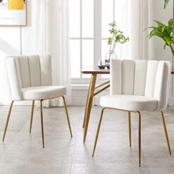 Janoray Velvet Dining Chairs Upholstered Gold Metal Legs Cream Mid Century Modern Accent Chair Set Of 2 For Living Room Kitchen Dining Room, Cream -Songmics Furniture Shop 41DbmtrFV L. AC