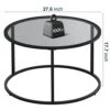 SAYGOER Round Coffee Table Glass Coffee Tables For Small Space Simple Modern Center Table For Living Room Home Office, Sofa Side Table With Metal Steel Frame, Easy Assembly, Gray Black