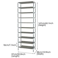 Jaketen 10 Tiers Shoe Rack, Easy Assembled Non-Woven Fabric Shoe Tower Stand, Sturdy Multi-use Shelf Organizer Cabinet For Space Saving Storage 11 Jaketen 10 Tiers Shoe Rack, Easy Assembled Non-Woven Fabric Shoe Tower Stand, Sturdy Multi-use Shelf Organizer Cabinet For Space Saving Storage -Songmics Furniture Shop 41DdQS25bvL