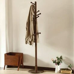 Vlush Sturdy Wooden Coat Rack Stand, Entryway Hall Tree Coat Tree With Solid Round Base For Hat,Clothes,Purse,Scarves,Handbags,Umbrella-(Dark Brown, 11 Hooks) 13 Vlush Sturdy Wooden Coat Rack Stand, Entryway Hall Tree Coat Tree With Solid Round Base For Hat,Clothes,Purse,Scarves,Handbags,Umbrella-(Dark Brown, 11 Hooks) -Songmics Furniture Shop 41De6jyk8xL