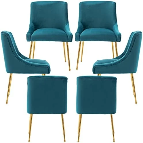 ZHENGHAO Velvet Dining Chairs Set Of 6, Modern Accent Kitchen Chairs With Gold Legs Upholstered Guest Chairs For Living Room/Kitchen/Restaurant, White 15 ZHENGHAO Velvet Dining Chairs Set Of 6, Modern Accent Kitchen Chairs With Gold Legs Upholstered Guest Chairs For Living Room/Kitchen/Restaurant, White - Image 15