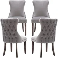 KCC Velvet Dining Chairs Set Of 4, Tufted Upholstered Wingback High-end Dining Kitchen Chair With Nailhead Solid Wood Legs, Contemporary Nikki Collection Modern Style, Beige 23 KCC Velvet Dining Chairs Set Of 4, Tufted Upholstered Wingback High-end Dining Kitchen Chair With Nailhead Solid Wood Legs, Contemporary Nikki Collection Modern Style, Beige -Songmics Furniture Shop 41Dh9q3CCGL. AC