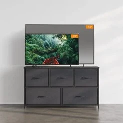 Cubiker Dresser Storage Organizer, 5 Drawer Dresser Tower Unit For Bedroom Hallway Entryway Closets, Small Dresser Clothes Storage With Wide Sturdy Steel Frame Wood Top, Black Grey 13 Cubiker Dresser Storage Organizer, 5 Drawer Dresser Tower Unit For Bedroom Hallway Entryway Closets, Small Dresser Clothes Storage With Wide Sturdy Steel Frame Wood Top, Black Grey -Songmics Furniture Shop 41Djbv62zEL