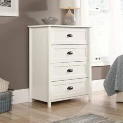 Sauder County Line 4-Drawer Chest, Soft White Finish & Shoal Creek Night Stand, Soft White Finish -Songmics Furniture Shop 41DmAUUAEBL