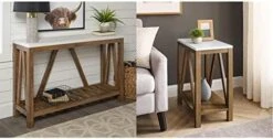 Walker Edison Modern Farmhouse Accent Entryway / Living Room End Table, 52 Inch, Color-Marble And Walnut -Songmics Furniture Shop 41Dpy5cWwL. AC