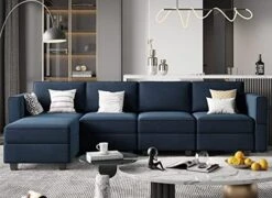 Belffin Modular Velvet Sectional Sofa With Storage Seat Oversized U Shaped Couch With Reversible Chaise Sofa Set With Ottoman Blue -Songmics Furniture Shop 41DtbJQzACL. AC 1