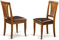 East West Furniture AVC-SBR-LC Avon Dining Chairs - Faux Leather Upholstered Wood Chairs, Set Of 2, Saddle Brown -Songmics Furniture Shop 41DvtB9FTZL. AC