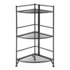 Convenience Concepts Xtra Storage 3 Tier Folding Metal Corner Shelf, Black