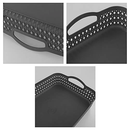 Zerdyne 6 Packs Large Plastic Storage Basket Tray With Handle, Gray 2 Zerdyne 6 Packs Large Plastic Storage Basket Tray With Handle, Gray - Image 2