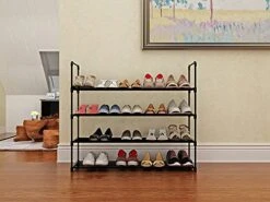 IMVELY 4-Tier Shoe Rack Organizer,16-24 Pairs Metal Shoe Rack For Closet,Shoe Stand,Shoe Shelf,Show Rack,Shoe Storage Cabinet For Entryway Bedroom Living Room Office,Black -Songmics Furniture Shop 41E1trDZk4S