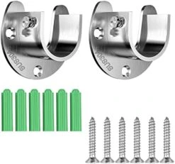 6PCS Closet Rod Brackets, 1-1/4 Inch Closet Rod Support, Stainless Steel Curtain Rod Holders, Flange Set Closet Pole Holders With Screws, U-Shaped Open Type Closet Rod Brackets, Silver (32mm) … -Songmics Furniture Shop 41E210VeR0L. AC