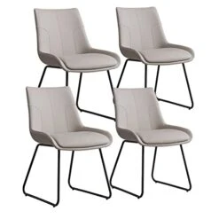 HIPIHOM Dining Chair Set Of 4, Mid Century Modern Faux Leather Dining Chair For Kitchen Living Dining Room (4-Black Legs)