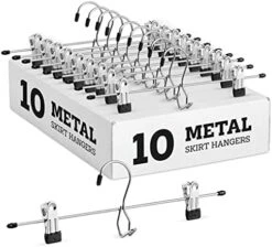 Zober Metal Skirt Hangers - Pack Of 10 Pants Hangers With Clips - Multi Stackable Space Saving Hangers - Adjustable Clip For Skirts, Jeans, And Pants W/Non-Slip Grip -Songmics Furniture Shop 41E6Nhv1wL. AC