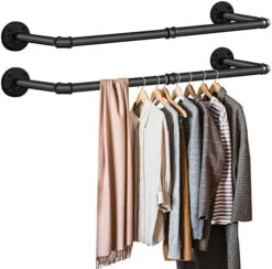 Yawinhe Industrial Pipe Clothes Rack,38in Heavy-Duty Wall Mounted Hanger Rod,Space Saving Wall Mounted Hanger,Multi-Purpose Hanger Rod For Laundry, Living Room And Closet, Black,1 Pack -Songmics Furniture Shop 41E87eX4BnL. AC