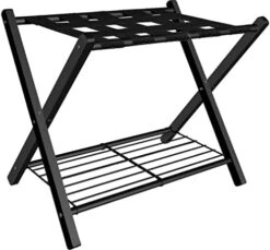 Fandature Folding Luggage Rack For Guest Room, Metal Foldable Suitcase Stand Holder With Metal Shelf For Bedroom, Black, 1pack -Songmics Furniture Shop 41E8TZ3QEsL. AC