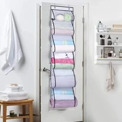 MISSLO 6 Clear Pockets Over Door Organizer For Handbags, Caps, Accessories (White) -Songmics Furniture Shop 41EAmayxhRL