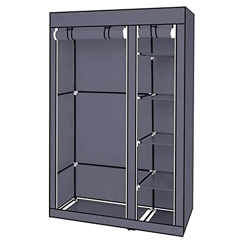 GBNIJ 67" Portable Clothes Closet Wardrobe With Non-Woven Fabric And Hanging Rod Quick And Easy To Assemble Grey For Bedroom,Living Room,Entrance 1 GBNIJ 67" Portable Clothes Closet Wardrobe With Non-Woven Fabric And Hanging Rod Quick And Easy To Assemble Grey For Bedroom,Living Room,Entrance