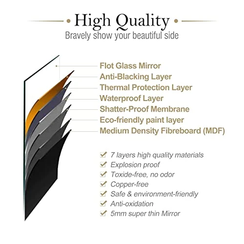 HOWOFURN Wall Mount Mirror, 24x36 Rectangular Bathroom Mirror, Wall Mirror For Bathroom, Stainless Steel Metal Frame, Gourd Hooks, Vertical & Horizontal Hang, Ideal For Bedroom, Bathroom, Living Room 5 HOWOFURN Wall Mount Mirror, 24x36 Rectangular Bathroom Mirror, Wall Mirror For Bathroom, Stainless Steel Metal Frame, Gourd Hooks, Vertical & Horizontal Hang, Ideal For Bedroom, Bathroom, Living Room - Image 5