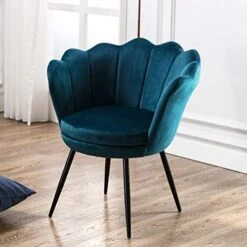 Wahson Velvet Accent Chair For Bedroom With Black Metal Legs,Leisure Armchair For Living Room/Cafe/Lounge (Teal) -Songmics Furniture Shop 41ENYadNDGL. AC