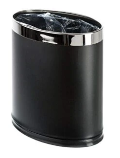 Brelso 'Invisi-Overlap' Metal Trash Can, Open Top Small Office Wastebasket, Oval Shape (Black) -Songmics Furniture Shop 41EQlguxLRL 1
