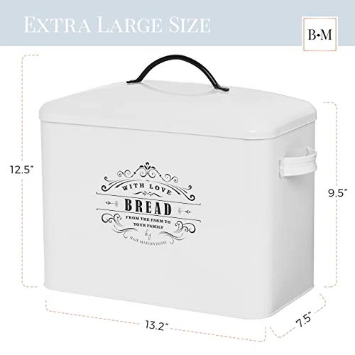 Extra Large White Farmhouse Bread Box For Kitchen Countertop - Holds 2+ Loaves For All Your Bread Storage - Bread Container Counter Organizer To Suit Farmhouse Kitchen Decor, Vintage Kitchen, Rustic 2 Extra Large White Farmhouse Bread Box For Kitchen Countertop - Holds 2+ Loaves For All Your Bread Storage - Bread Container Counter Organizer To Suit Farmhouse Kitchen Decor, Vintage Kitchen, Rustic - Image 2