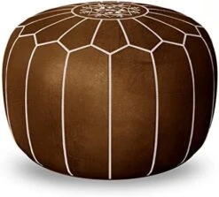 Mina Stuffed Moroccan Leather Pouf Ottoman, 20" Diameter And 13" Height (Brown) -Songmics Furniture Shop 41EUNsspahL. AC